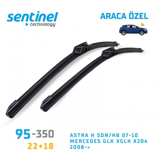 Araca Özel Silecek Takımı Astra H Sdn/hb 07-10..mercedes Glk Xglk X204 2008->,  22" 18" 95-350